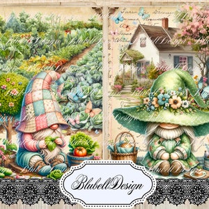 papier digital coloré " Monde des gnomes" scrapbooking kit junk journal téléchargement numérique imprimable