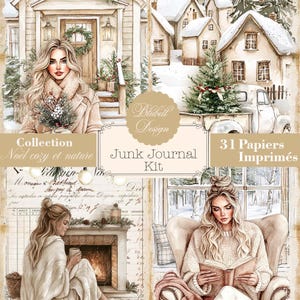 Kit de papel impresso vintage "Natal aconchegante e natureza" kit de diário para scrapbooking