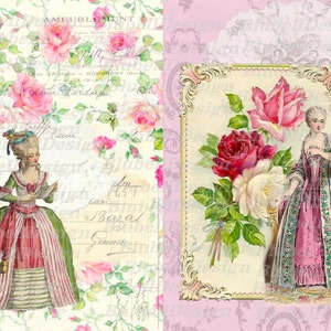 Papiers numériques vintage floral " sweet dream" scrapbooking junk journal kit téléchargement numérique imprimable papier digital