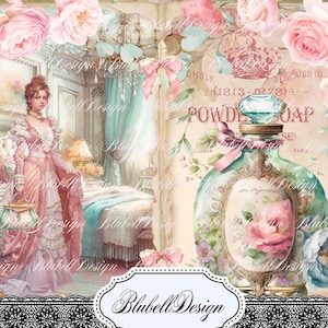 Shabby Chic "Viktorianische Ära" Bedrucktes Papierset Junk Journal Scrapbook Papierset