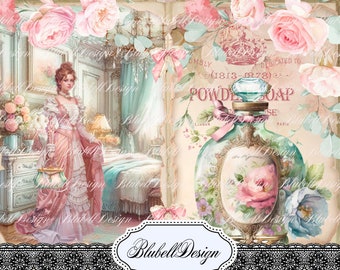 Kit papiers imprimés shabby "Ere victorienne" kit junk journal papier scrapbooking