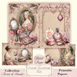 papier digital victorien " Secrets de beauté" scrapbooking kit junk journal téléchargement numérique imprimable digital art