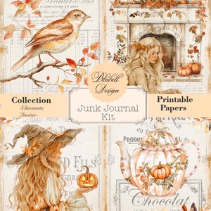 papier digital vintage "Charmantes Sorcières " scrapbooking kit junk journal téléchargement numérique imprimable