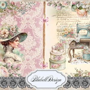 Victorian printed paper kit at the seamstress junk journal scrapbooking kit image 4