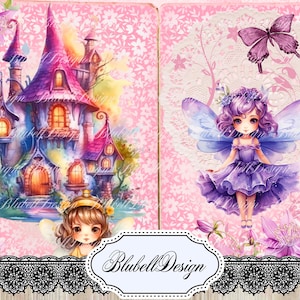 Kit papiers imprimés féérique "Poussière de fées " kit junk journal scrapbooking