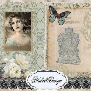 Kit papiers imprimés vintage  "Aube radieuse" kit junk journal scrapbooking