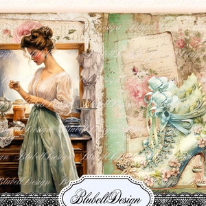 Kit papiers imprimés shabby victoriens "Beauté" kit junk journal papiers scrapbooking