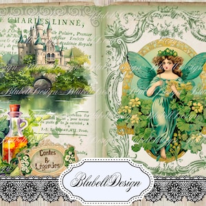 Kit papiers imprimés vintage "Fées d'Irlande" kit junk journal papier scrapbooking