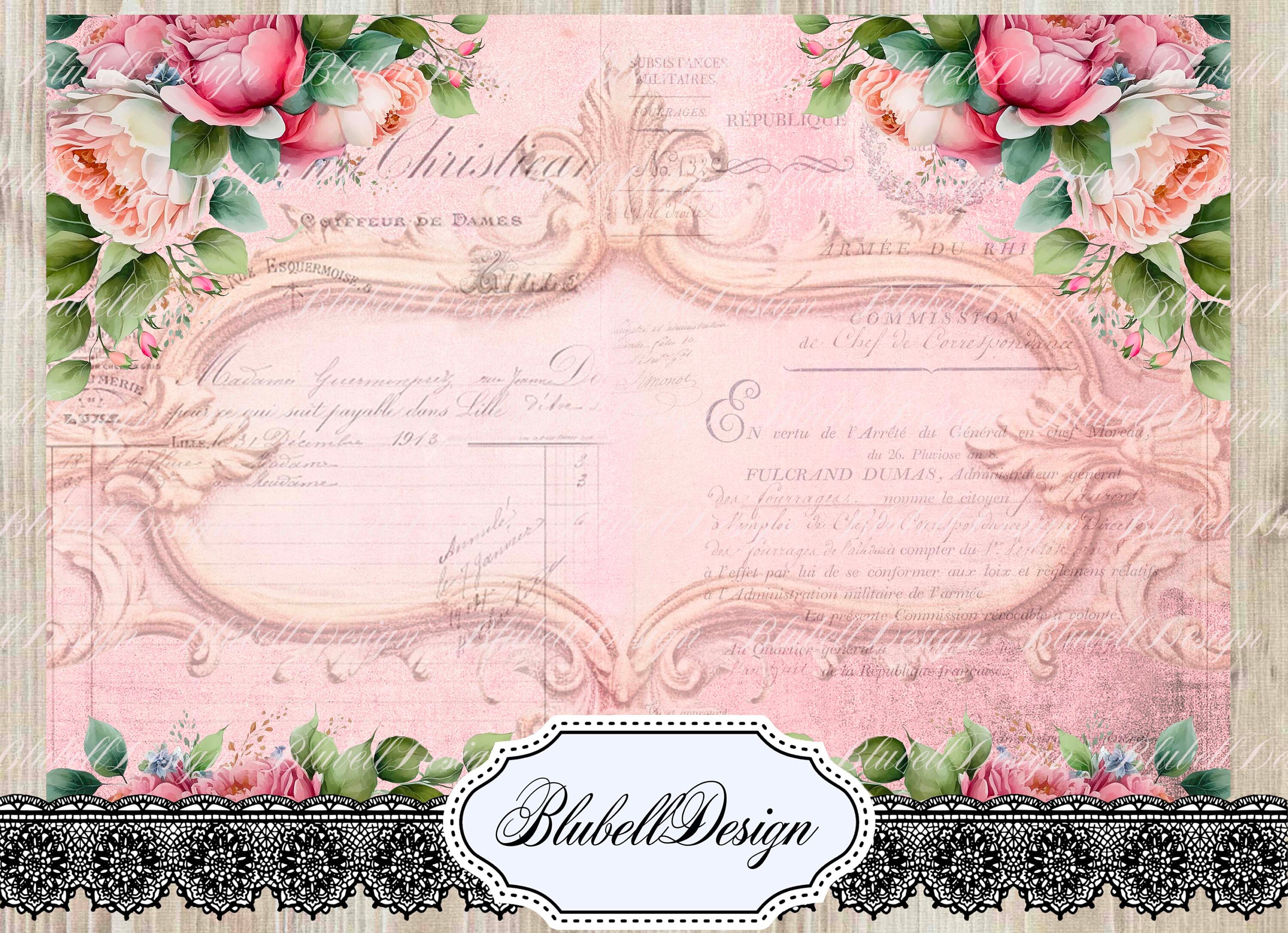 Pink Victorian Digital Paper "femininity" Scrapbooking Kit Junk Journal ...
