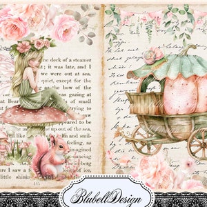papier digital féérique pastel  "Royaume des fées" scrapbooking kit junk journal téléchargement numérique imprimable