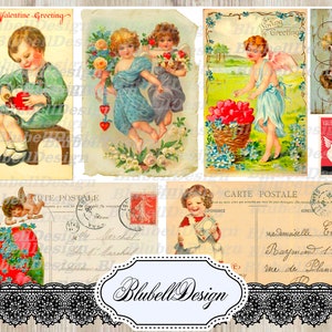Papéis digitais vintage "Efêmeras do Dia dos Namorados" scrapbooking kit de diário lixo download digital papel digital para impressão