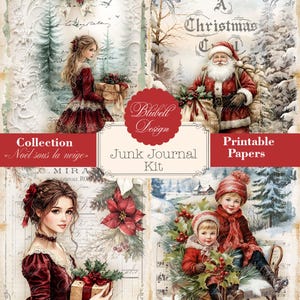 papier digital victorien traditionnel "Noël sous la neige " scrapbooking kit junk journal téléchargement numérique imprimable