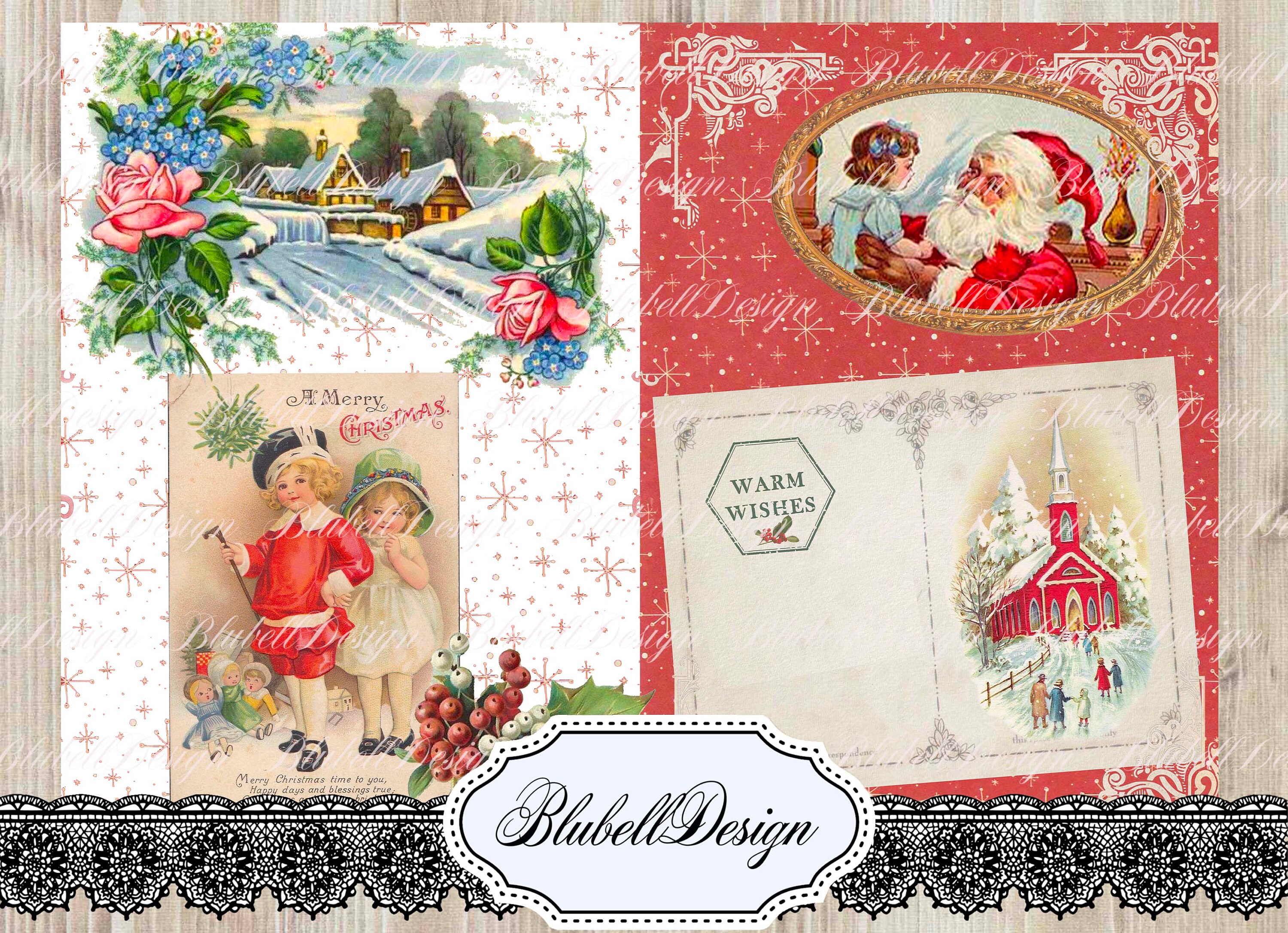 "Traditional Christmas" digital papers scrapbooking junk journal kit digital download printable digital paper