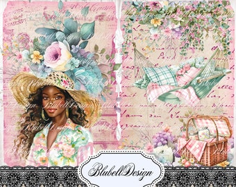 papier digital pastel " Belle Saison " scrapbooking kit junk journal téléchargement numérique imprimable