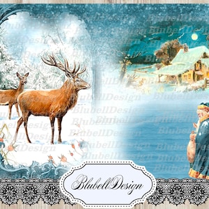 papier numérique "Blue Christmas" scrapbooking junk journal kit téléchargement numérique imprimable papier digital