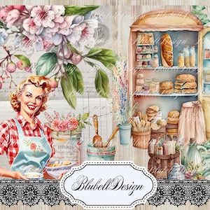 papel digital vintage "Cocina de mamá" kit de scrapbooking diario chatarra descarga digital imprimible receta de cocina