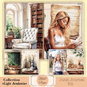 Kit di carta stampata vintage "Light Academia" per scrapbooking con junk journal