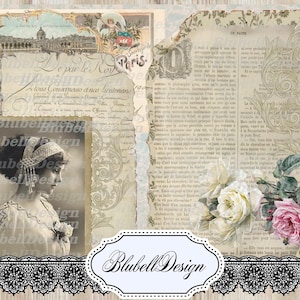 papiers numériques vintage  "Aube radieuse" scrapbooking junk journal kit téléchargement numérique imprimable papier digital