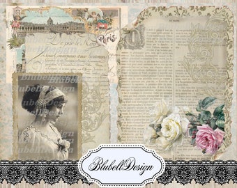 Kit di scrapbooking con carta digitale vintage "Radiant Dawn" stampabile e scaricabile digitalmente