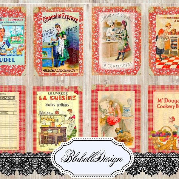 papiers numériques vintage "Cuisine de grand-mère" scrapbooking junk journal kit téléchargement numérique imprimable papier digital