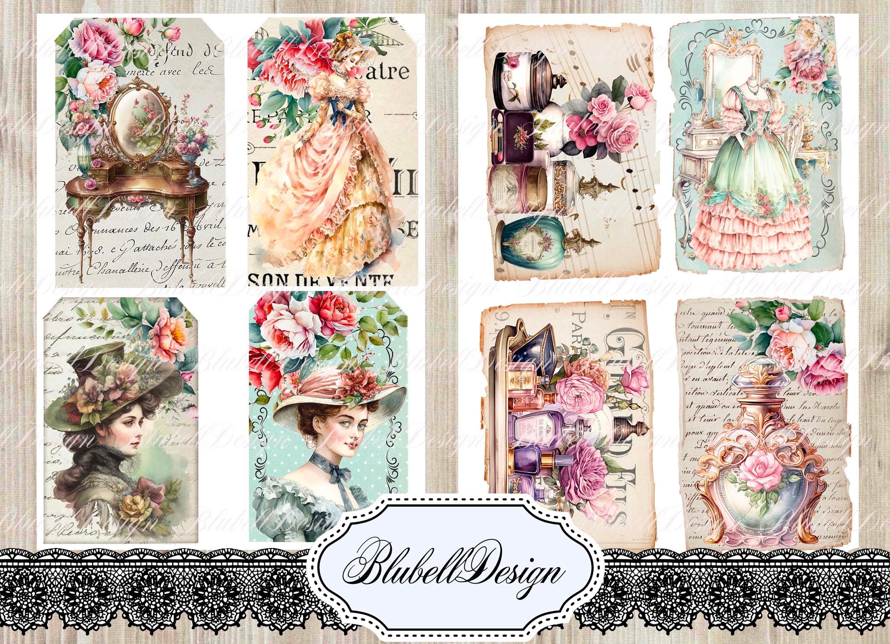 Victorian Digital Paper "makeover" Scrapbooking Kit Junk Journal ...