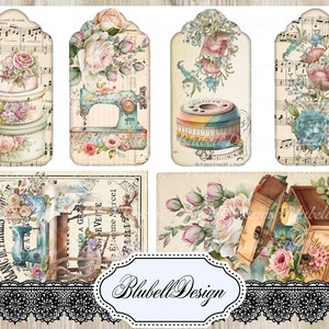 Victorian printed paper kit at the seamstress junk journal scrapbooking kit image 8