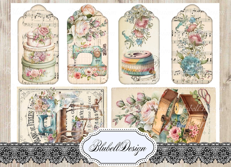 Victorian printed paper kit at the seamstress junk journal scrapbooking kit image 8