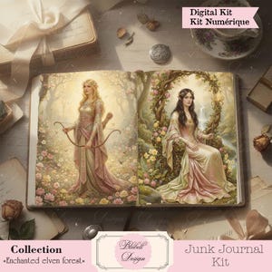 "Enchanted Elven Forest" digital scrapbooking kit, junk journal, printable digital download, digital art, fairy tale, mythology