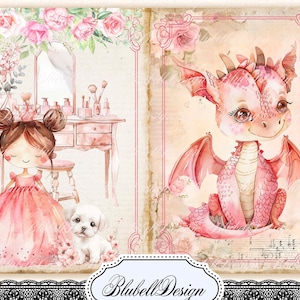 Kit papiers imprimés princesses "Joli Royaume" kit junk journal papiers scrapbooking