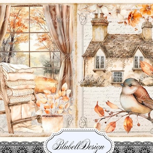 papier digital  "Après-midi d'Automne" scrapbooking kit junk journal téléchargement numérique imprimable