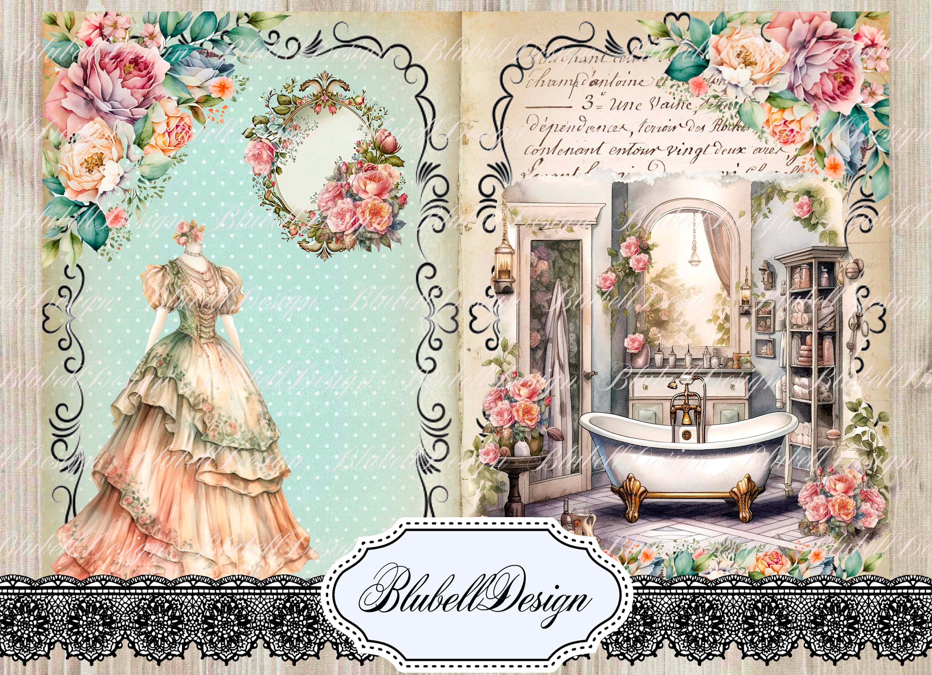 Victorian Digital Paper "makeover" Scrapbooking Kit Junk Journal ...
