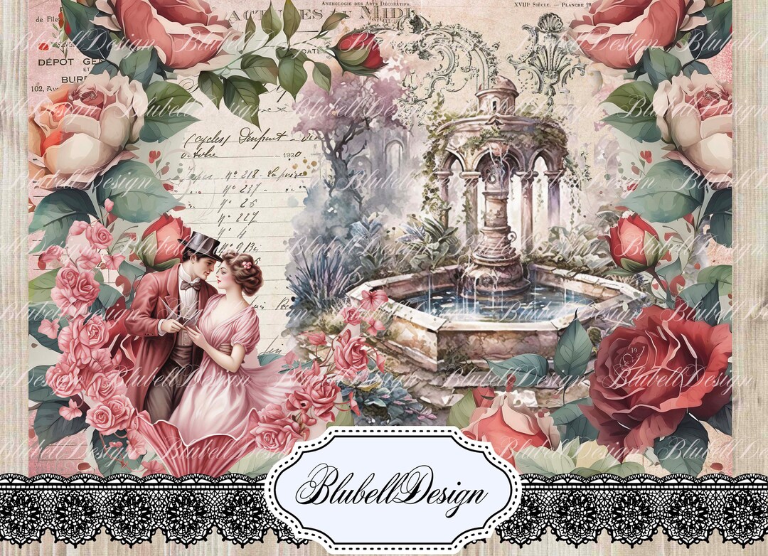 Vintage Digital Paper "say I Love You" Scrapbooking Kit Junk Journal ...