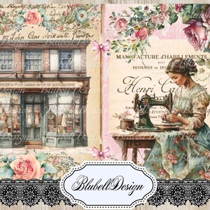 Victorian printed paper kit at the seamstress junk journal scrapbooking kit image 6