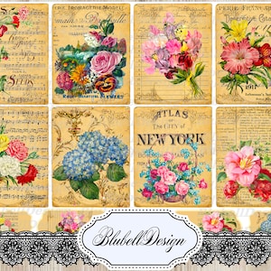 Vintage digitale Papiere „Say it with Flowers“ Scrapbooking Junk Journal Kit digitaler Download druckbares digitales Papier