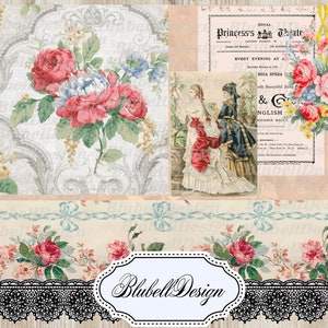 papeles digitales florales vintage "Jardín" scrapbooking kit de diario basura descarga digital papel digital imprimible