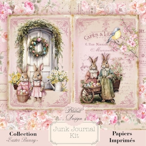 Kit papiers imprimés de Pâques "Easter Bunny" kit junk journal papier scrapbooking