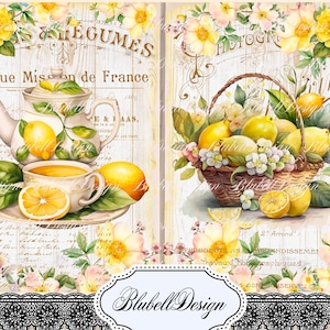 Countryside Natur bedrucktes Papierset "Lemonade" Junk Journal Kit Scrapbooking Papier