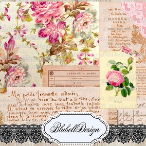 papiers numériques vintage "Blossom" scrapbooking junk journal kit téléchargement numérique imprimable papier digital