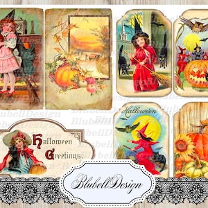 Kit de papier cartonné imprimé "Ephémères d'Halloween" scrapbooking junk journal kit