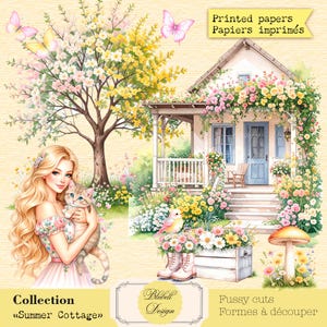 Kit papiers imprimés de découpes difficiles 160g "Summer Cottage" kit junk journal papier scrapbooking
