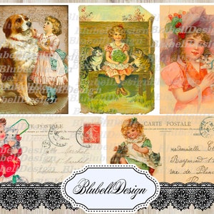 papeles digitales "Mejores amigos" niños y animales scrapbooking kit de diario basura descarga digital papel digital imprimible