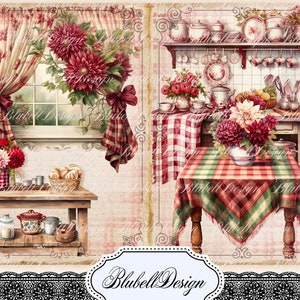 Kit papiers imprimés vintage campagne "Maison de Grand-Mère" kit junk journal papier scrapbooking