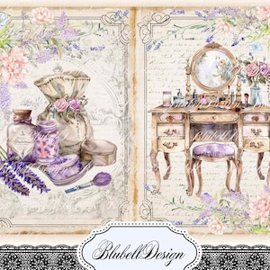 Kit papiers imprimés vintage champêtre "Campagne Provençale" kit junk journal papier scrapbooking