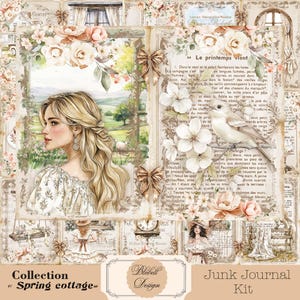 carta digitale vintage "Spring cottage" kit scrapbooking diario spazzatura download digitale stampabile arte digitale
