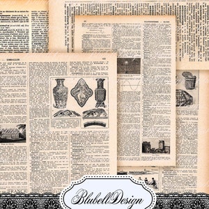 papier digital basique français "Dictionnaire vintage " scrapbooking kit junk journal téléchargement numérique imprimable