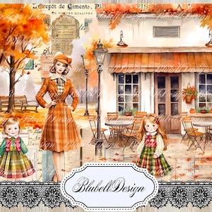 Kit papiers imprimés vintage  "Douceur de l'automne " kit junk journal scrapbooking
