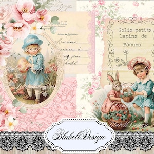Vintage Pastell Ostern digitales Papier „Egg Hunt“ Scrapbooking Kit Junk Journal druckbaren digitalen Download