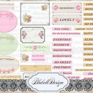 Kit papiers imprimés vintage "Cadres et sentiments" , junk journal kit scrapbooking