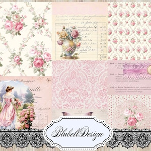 Carta digitale pastello shabby "Garden Walk" kit per scrapbooking, diario spazzatura stampabile, download digitale