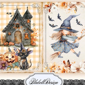 papier digital d'Halloween "Adorable Sorcière" scrapbooking kit junk journal téléchargement numérique imprimable